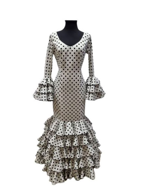 Size 44. Flamenco Dress for Feria.  Mod. Bequer Blanco Lunar Negro
